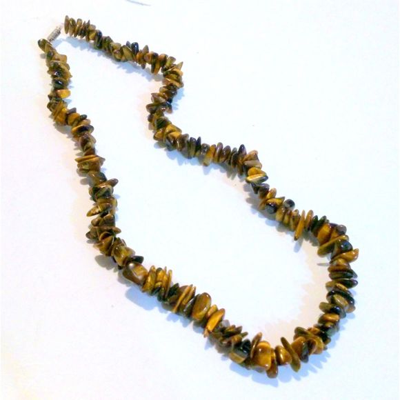 Tiger's Eye Gemstone Chip Bead Necklace - Picture 2 of 3